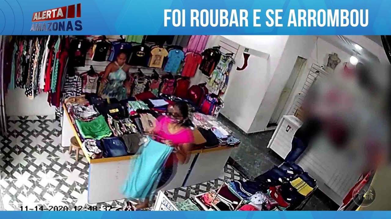 VENDEDORA NÃO DEIXOU PASSAR: Mulher tenta roubar loja de roupas e acaba se arrombando