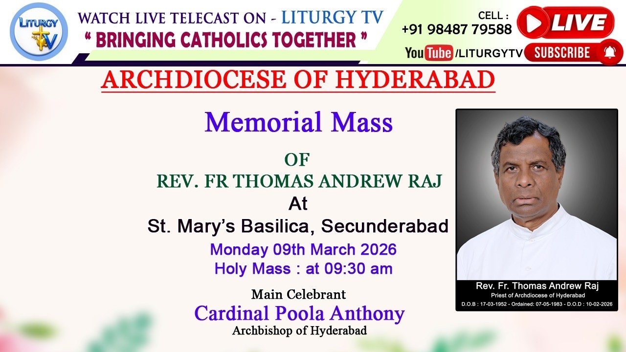 Memorial Mass 9.30am | Rev Fr Andrew Thomas Raj | St Mary's Basilica , Secunderabad | 9-3-26