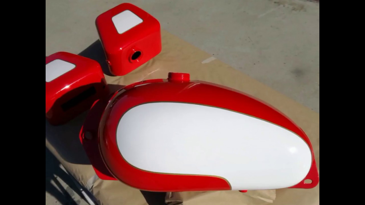 Moto Guzzi Lodola restauro e verniciatura serbatoio con filetti fatti a mano #motoguzzi #guzzi