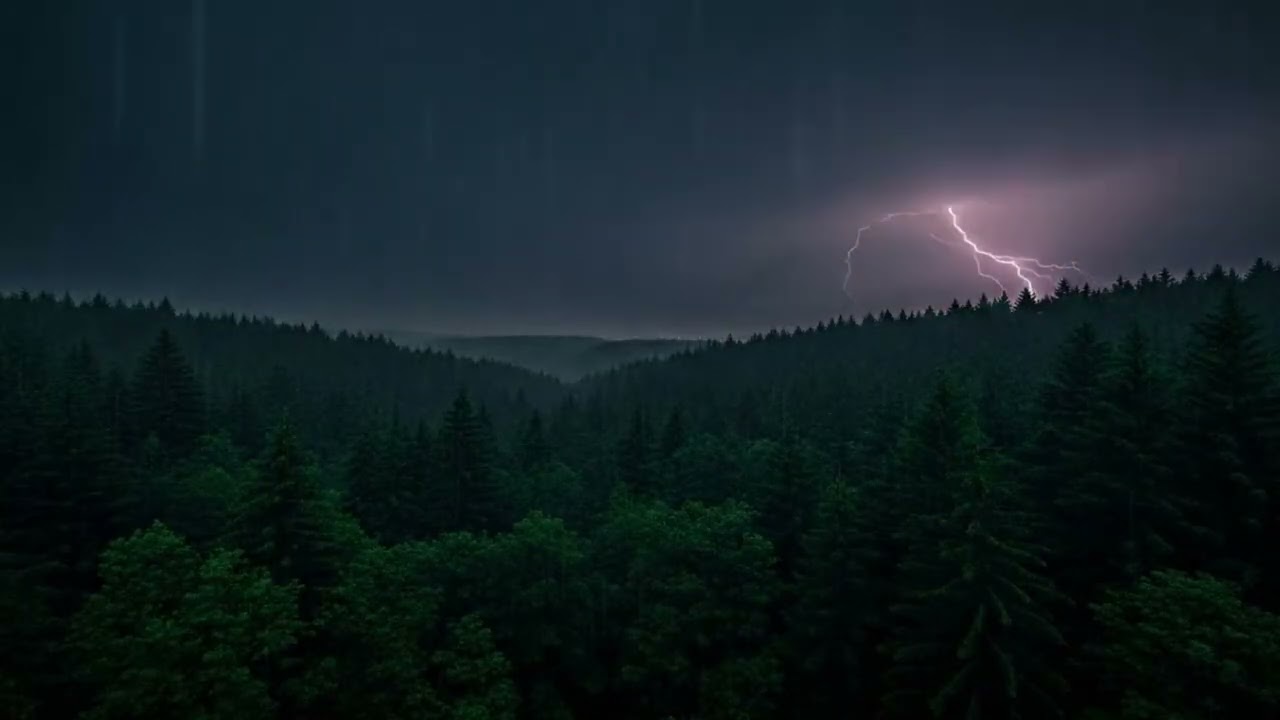 Thunderstorm at Midnight | Distant Thunder & Heavy Rain for Tinnitus Relief