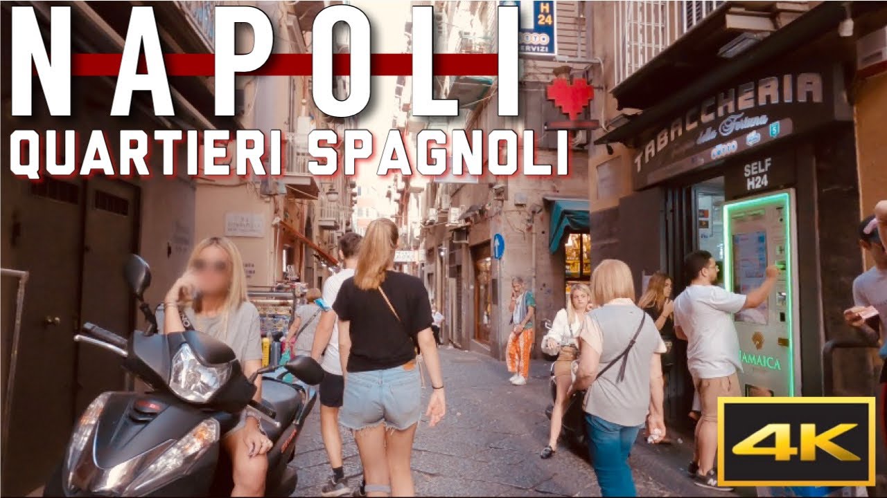 Napoli, Quartieri Spagnoli Walking Tour Naples, Italy - 4k UHD