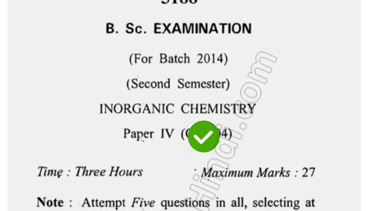 2015 Cdlu BSc 2nd Sem Inorganic Chemistry Equation Question Paper