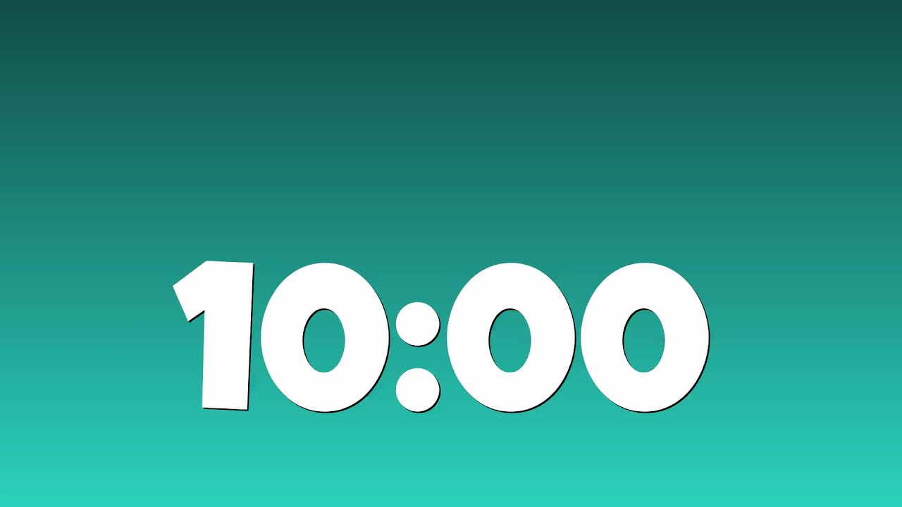 10 Minute Classroom Timer | Teal Aqua Gradient, Low Distraction