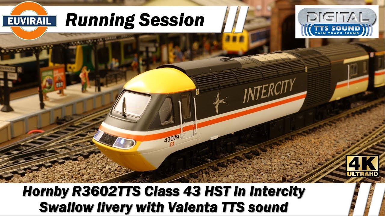 Hornby Class 43 HST High Speed Train R3602TTS in BR Intercity Swallow livery Valenta TTS sound 4K