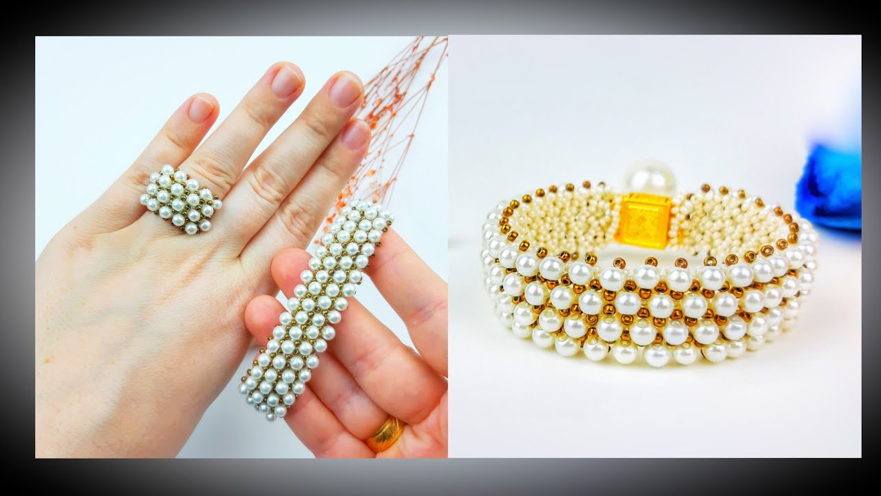 Zarif incili capricho bileklik yapımı. Pearl Capricho bracelet making. beaded Jewelry set tutorial.