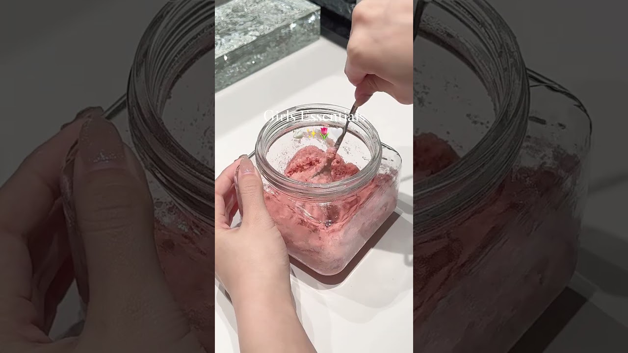 沉浸式diy磨砂膏沉浸式🌸🍯asmr#磨砂膏  #沉浸式  #asmr #diy  #自製  #治愈  #護膚養護 #洗澡儀式感 #粉嫩 #浴室