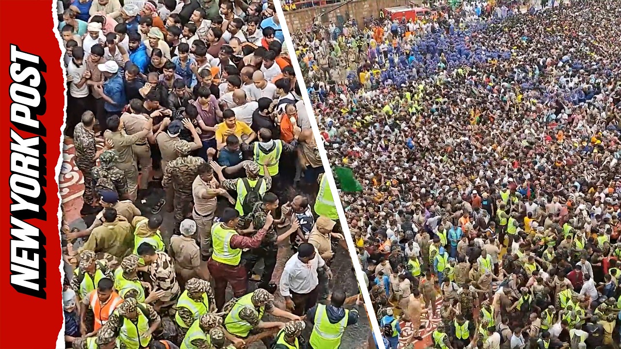 Moment Deadly Stampede Erupts at Indian Temple Festival as Pilgrims Trampled