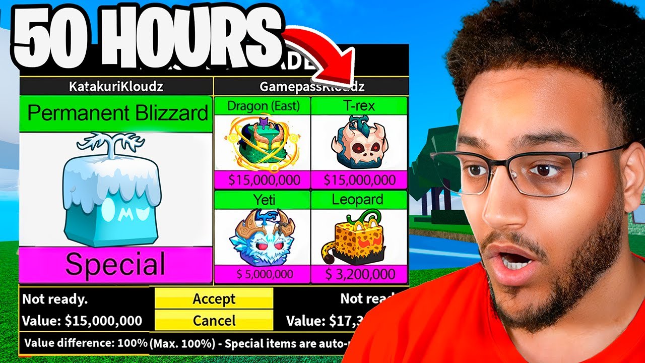 Trading PERMANENT Legendary Fruits For 50 Hours (Blox Fruits)