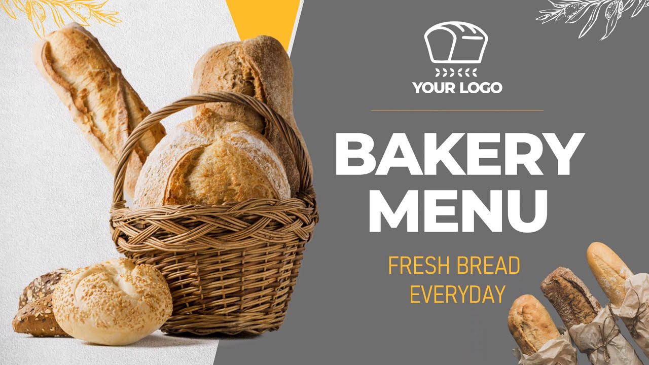 Bakery Menu - Digital Signage PowerPoint Animated Template (Food Menu Board)