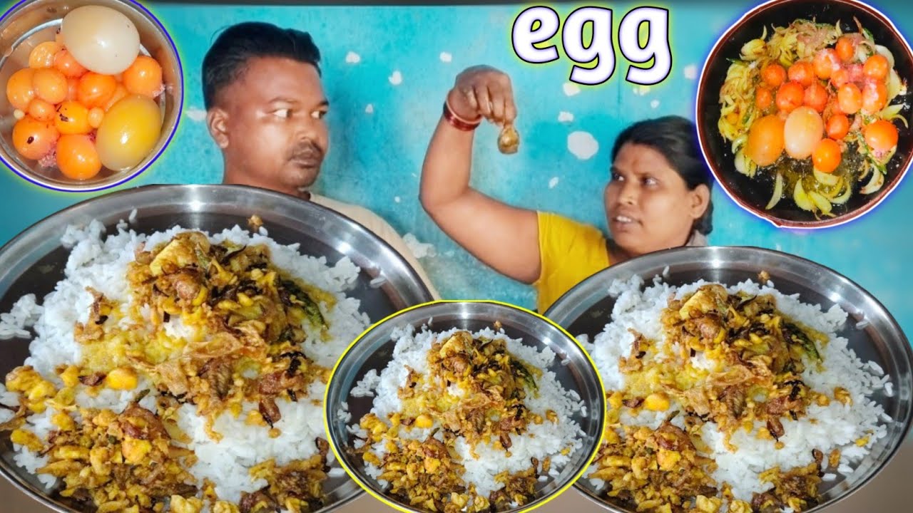 eating show | unique village home made egg bhurji cooking eating | mukbang egg with rice