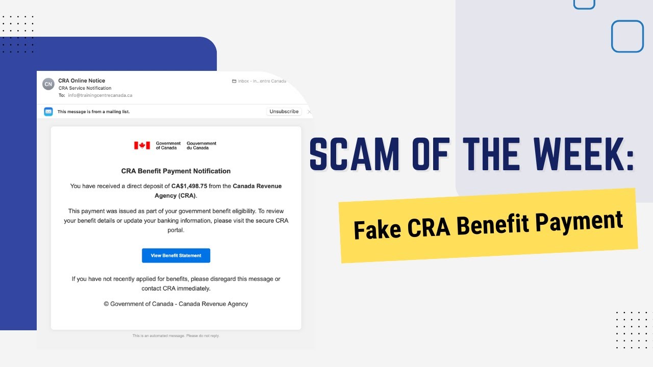 Scam of the Week: The Fake CRA Benefit Payment Email