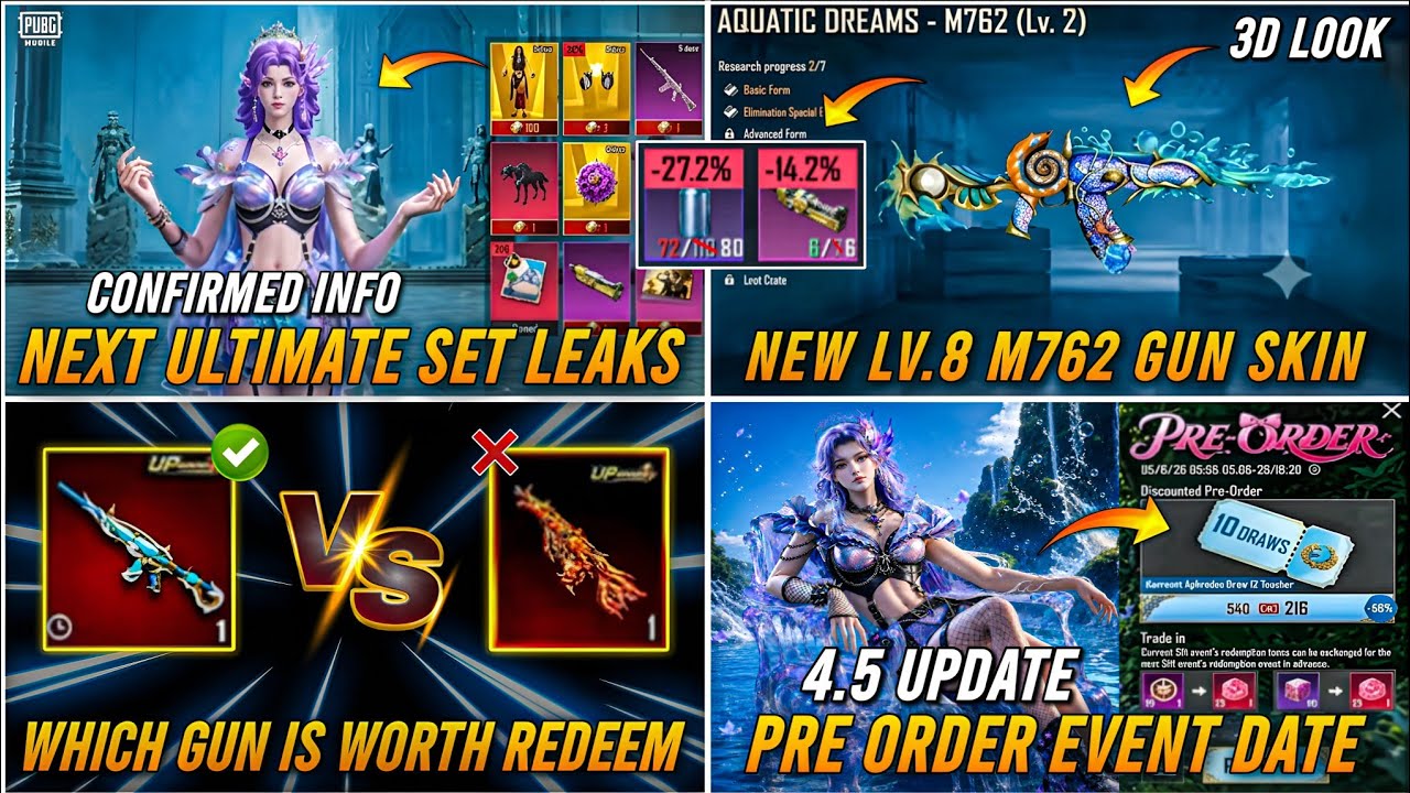 🔴 NEXT ULTIMATE SET 4.5🔥NEW LV.8 M762 SKIN LEAKS😍TIDAL M416 VS NINE TAILS AUG😱NEXT PRE ORDER EVENT