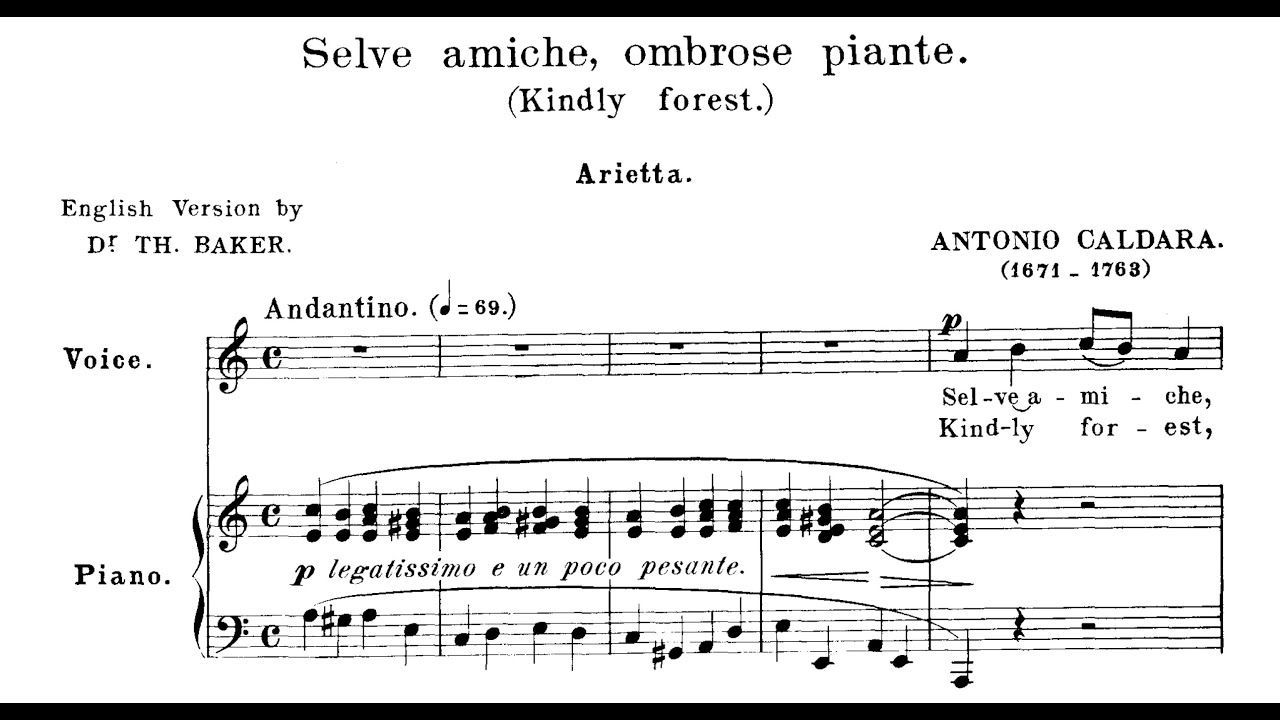 Selve amiche, ombrose piante (A. Caldara) - A Minor Piano Accompaniment - Karaoke