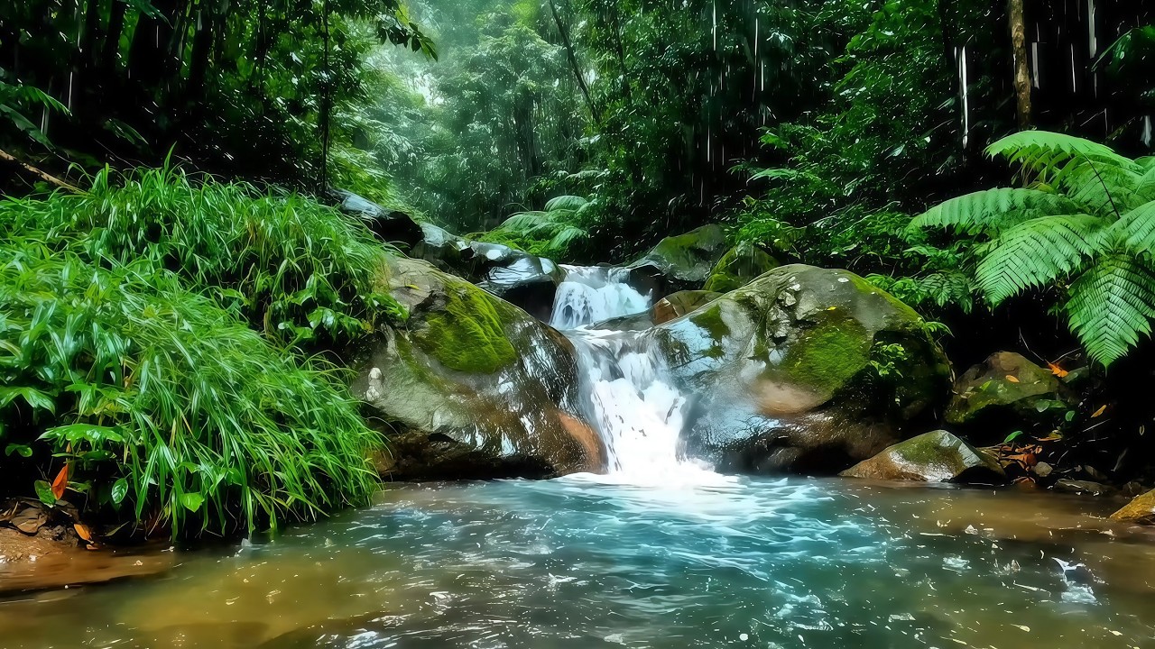Soothing Water Stream and  Rain Sounds for Insomnia | Calm Your Mind Fast