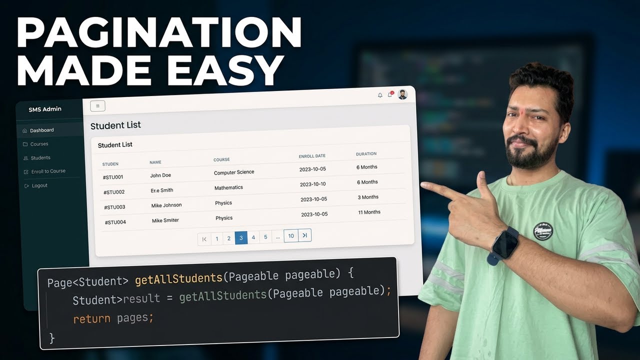 Implement Pagination in Spring Boot | Student Listing Module | Student Management System