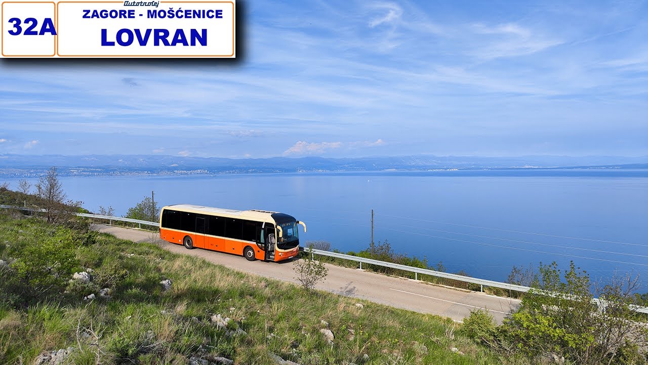 Autotrolej Rijeka line 32A: Zagore - Brseč - Mošćenice - Lovran 4K TimeWarp - Croatia bus ride