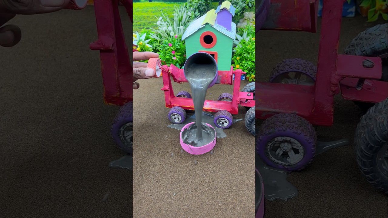 😱 Real Working Mini Tractor Making Cement Pillar | Amazing DIY Construction Machine 🚜 #shorts