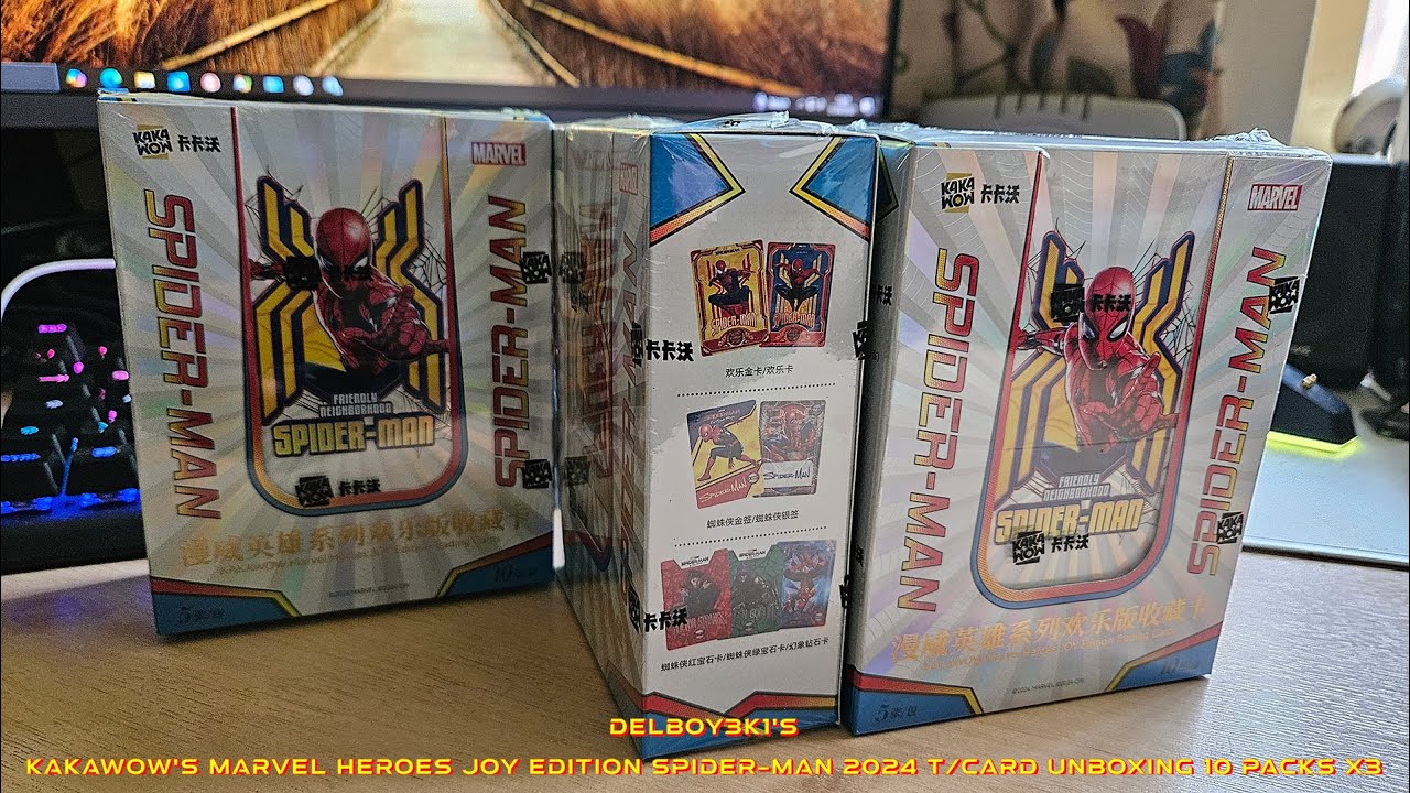 Delboy3k1's - Kakawow's Marvel Heroes Joy Edition Spider Man 2024 Trading Card Unboxing - 3 Boxes