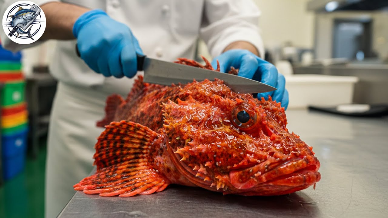 Amazing Masterful Cutting Skills - Giant Stonefish | Fastest Knife Skills You've Never Seen!