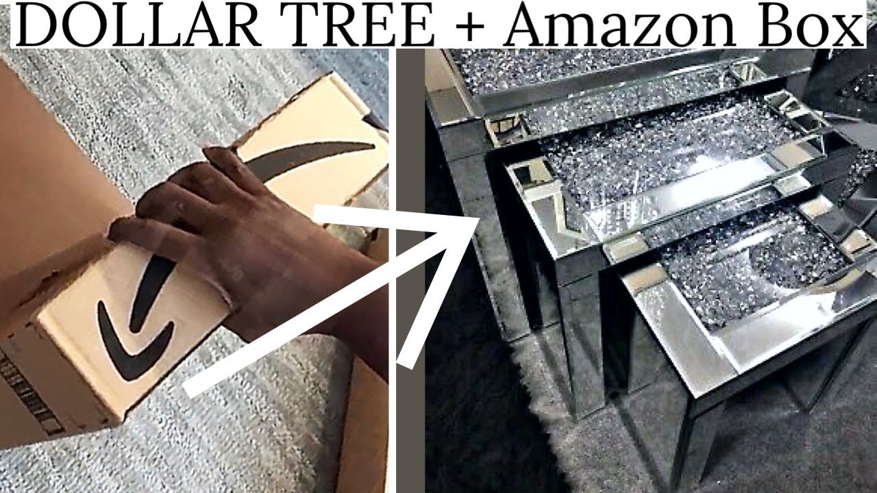 NEW DOLLAR TREE AND AMAZON BOX REVAMP! Glam LIVING ROOM TABLE IDEA!