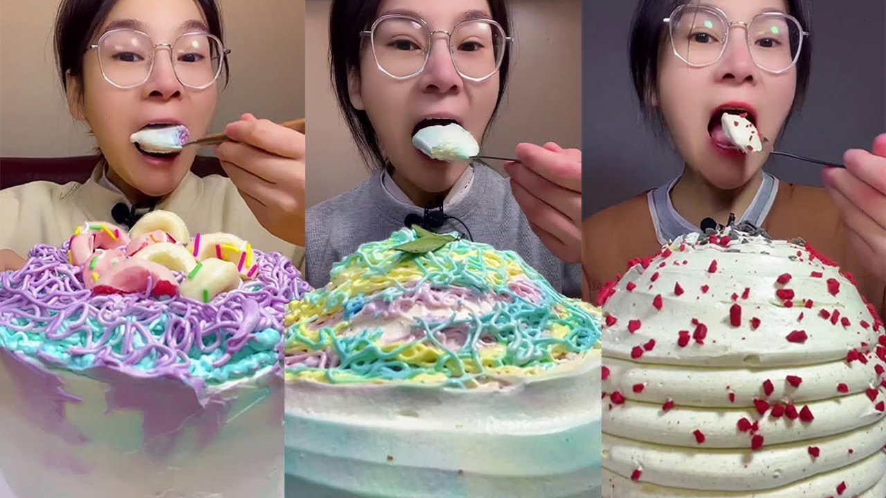 Cream Cake mukbang asmr eating sound☁️| Kwai Eating#ASMR