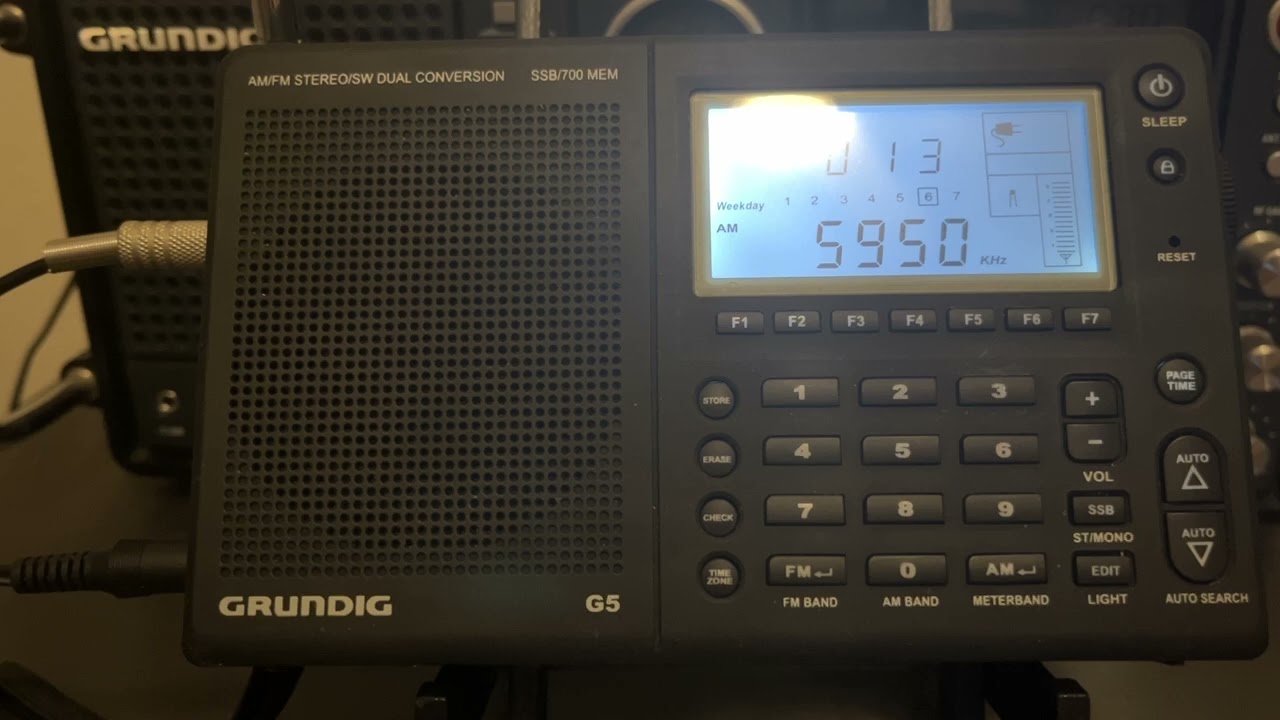 Old Time Radio Mystery Theatre on 5950 KHz via WRMI. Heard in Texas on Grundig G5 & 125 ft longwire.