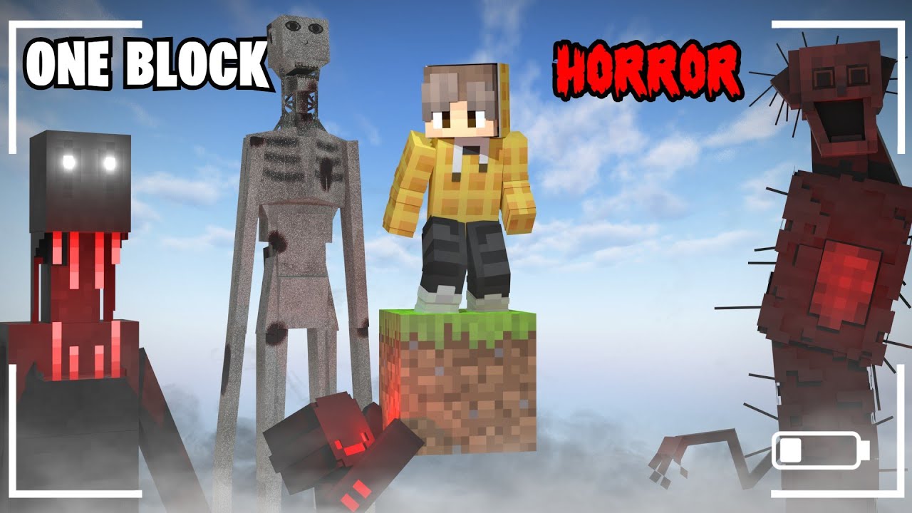 Two Idiots RUIN Minecraft ONE BLOCK with HORROR Mods....