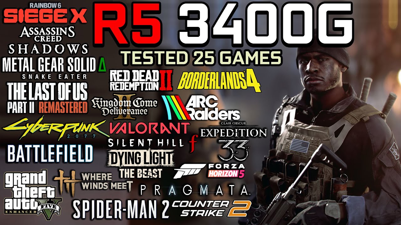 Ryzen 5 3400G in 2026 : Test in 25 Games - Gaming Test in 2026