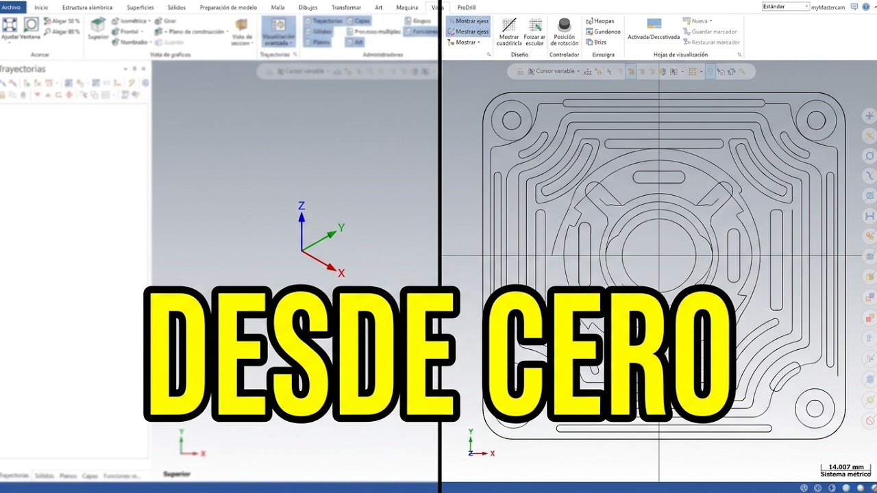 1- Creación de geometría básica de pieza con MasterCAM CAD CAM