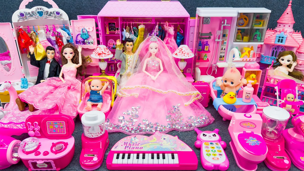 21 Minutes Satisfying With Unboxing Barbie Fancy Bedroom & Home Toilet Toys Set Review | ASMR