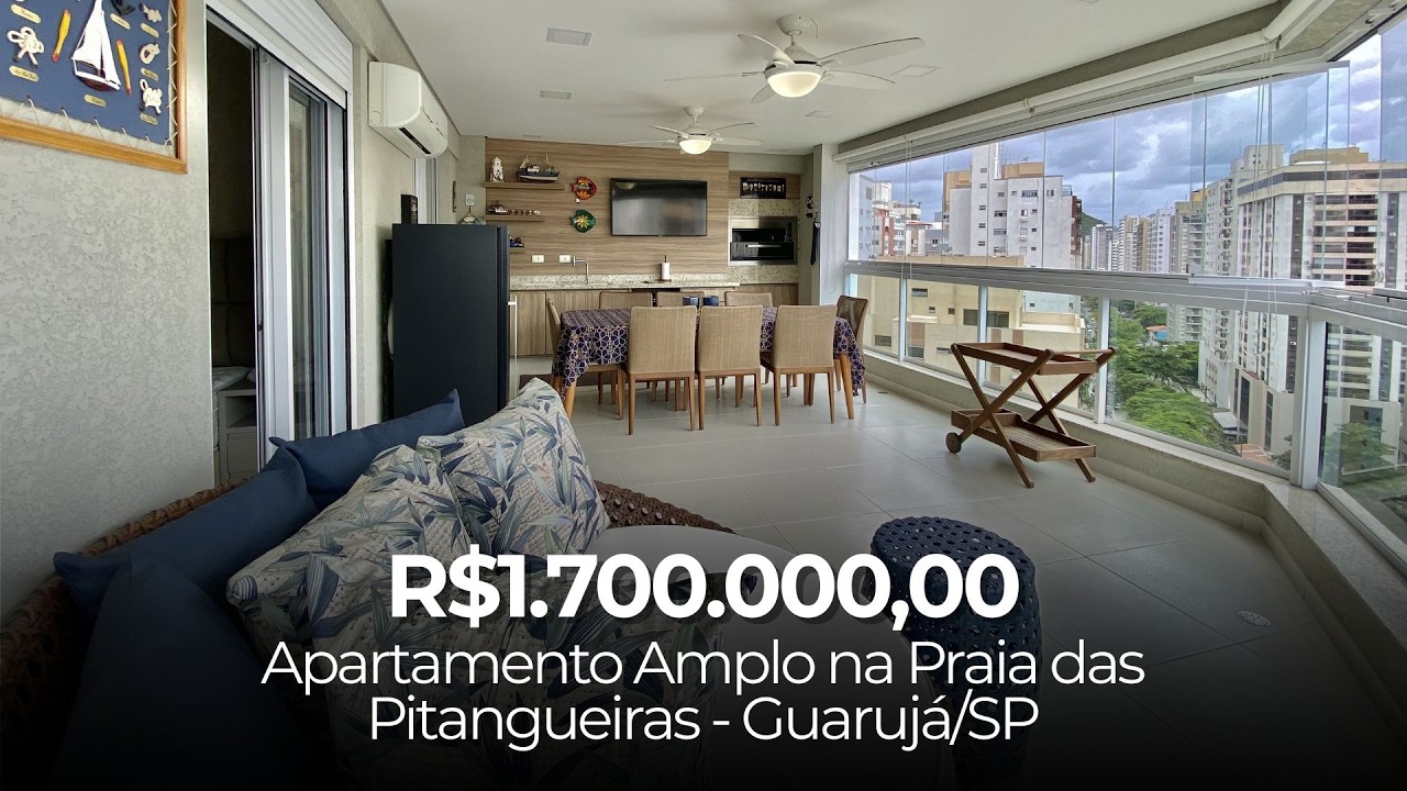 Apartamento Amplo no Guarujá com Varanda Gourmet e 3 Suítes - Praia das Pitangueiras