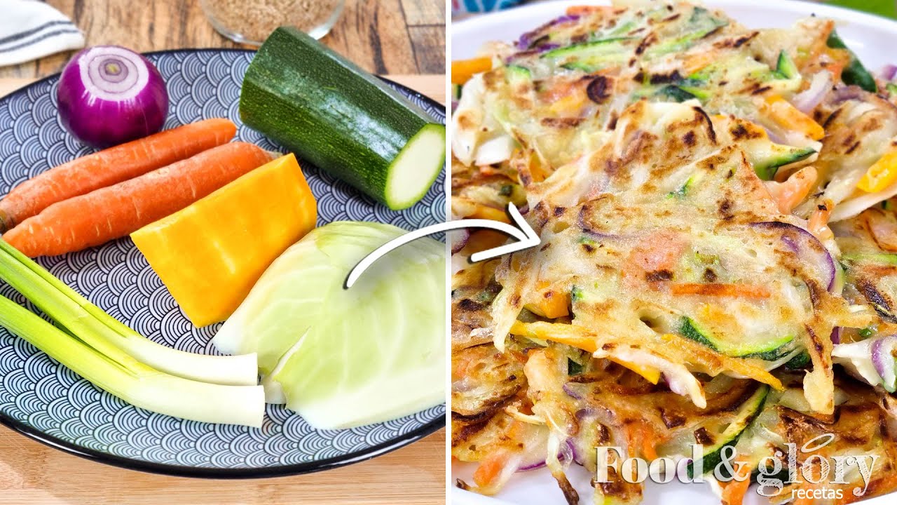 😲 ¡Así vacían la nevera los coreanos! Una cena de Tortitas de verduras fácil y rápida