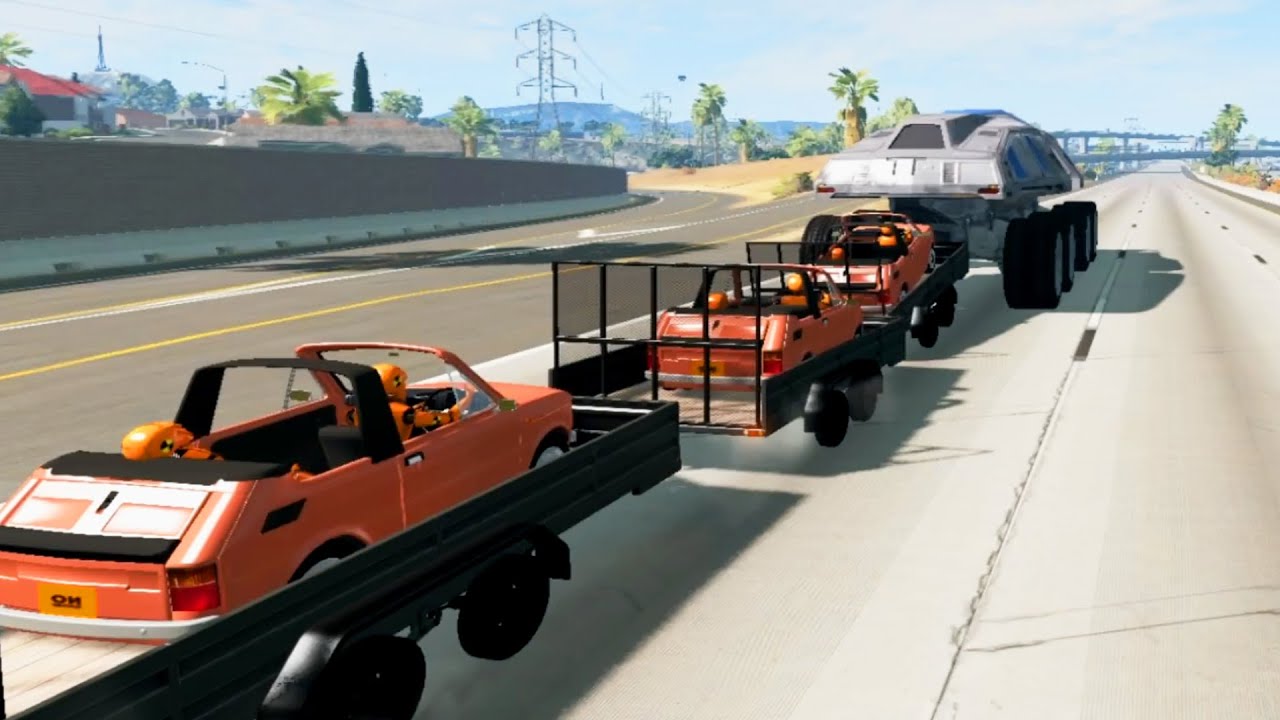 BeamNG Drive High Speed Crazy TOWING #6 Cars Dragging  Crash Therapy