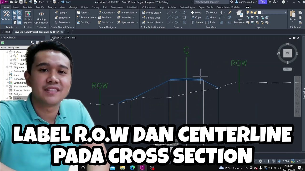 Civil 3D: Label R.O.W dan Centerline pada Cross Section