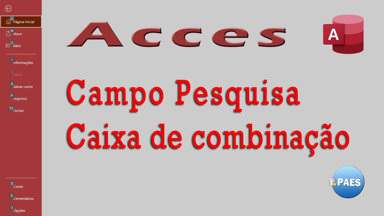 Campo pesquisa com caixa de combinação no Access.