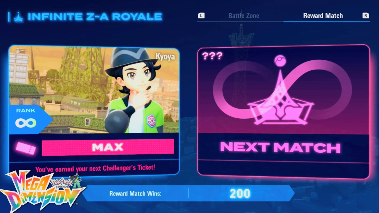 Reaching 200 Match Infinite Z-A Royale, Does increased reward? - Pokémon Legends Z-A