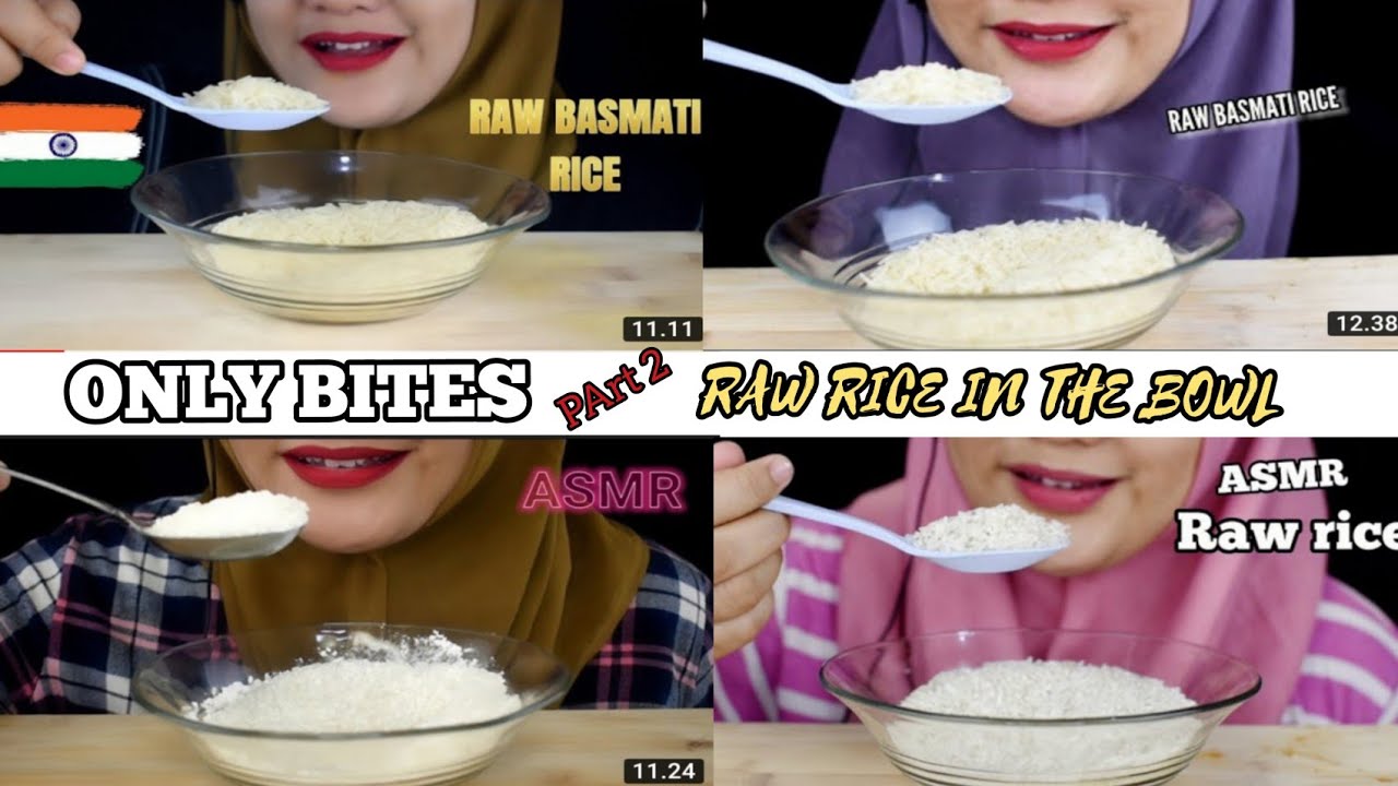 ASMR RAW RICE EATING |COMPILATION RAW RICE IN THE BOWL |ONLY BITES|makan beras mentah|ASMR INDONESIA