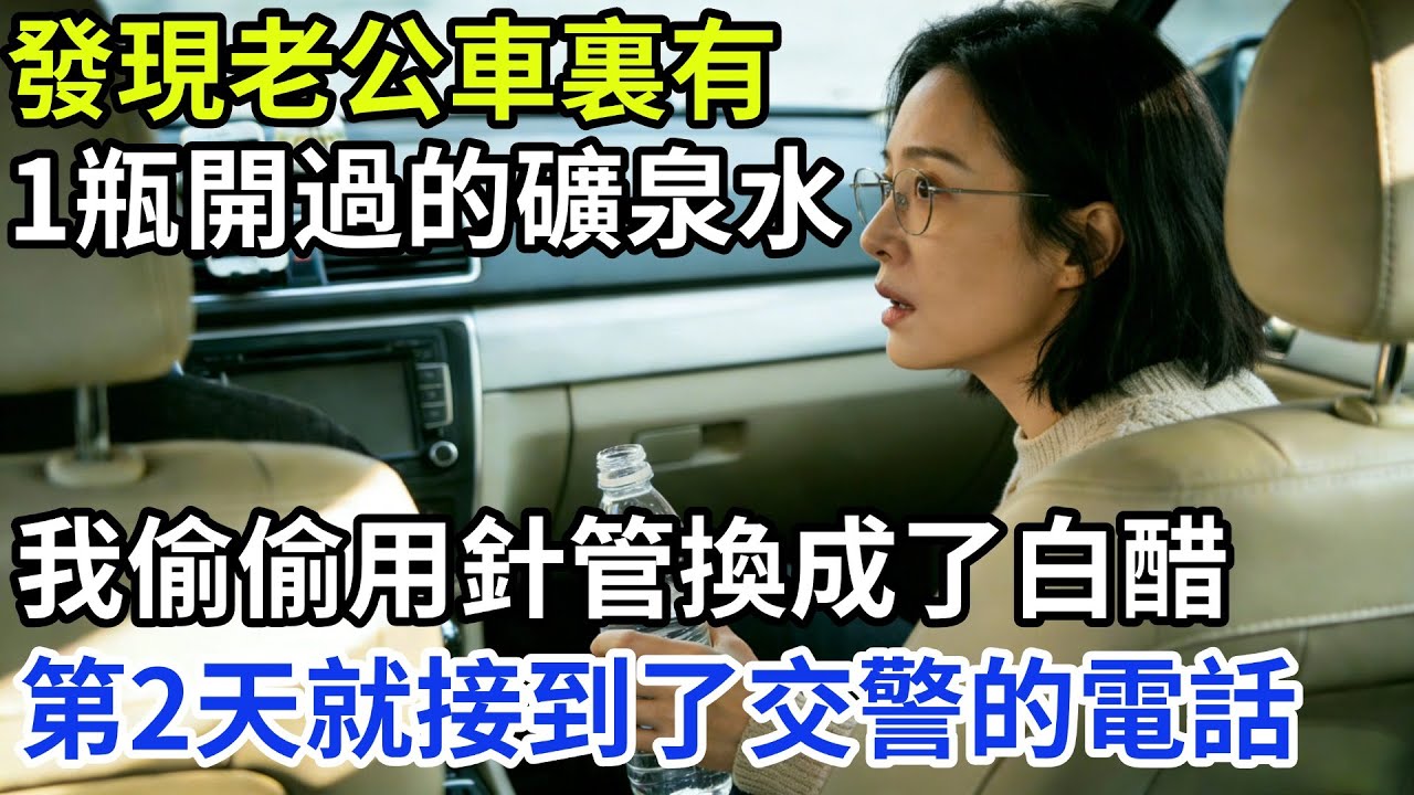 發現老公車裏有，1瓶開過的礦泉水，我偷偷用針管換成了白醋，第2天就接到了交警的電話「歲月長歌」#奇闻故事#奇闻日常 #人间故事 #真实故事 #悬疑故事
