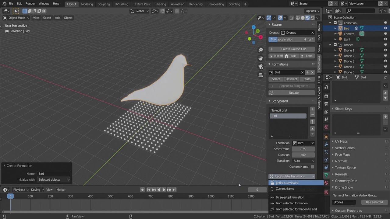 Skybrush Studio for Blender Tutorial 4 - Import and animate external meshes (STL, OBJ etc.)