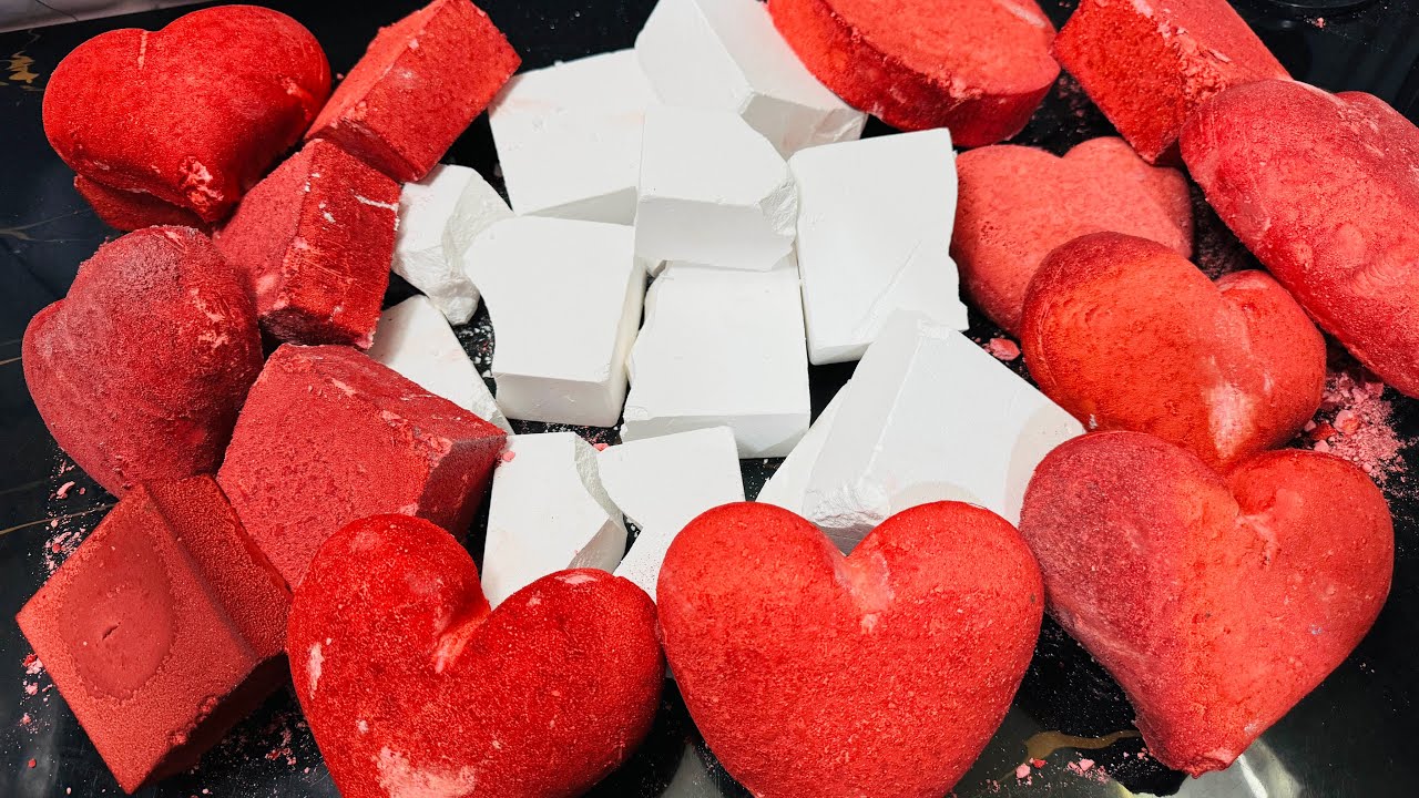 Red Colour Chalk ASMR Crush Video |  Fresh Gym Chalk ASMR Block 