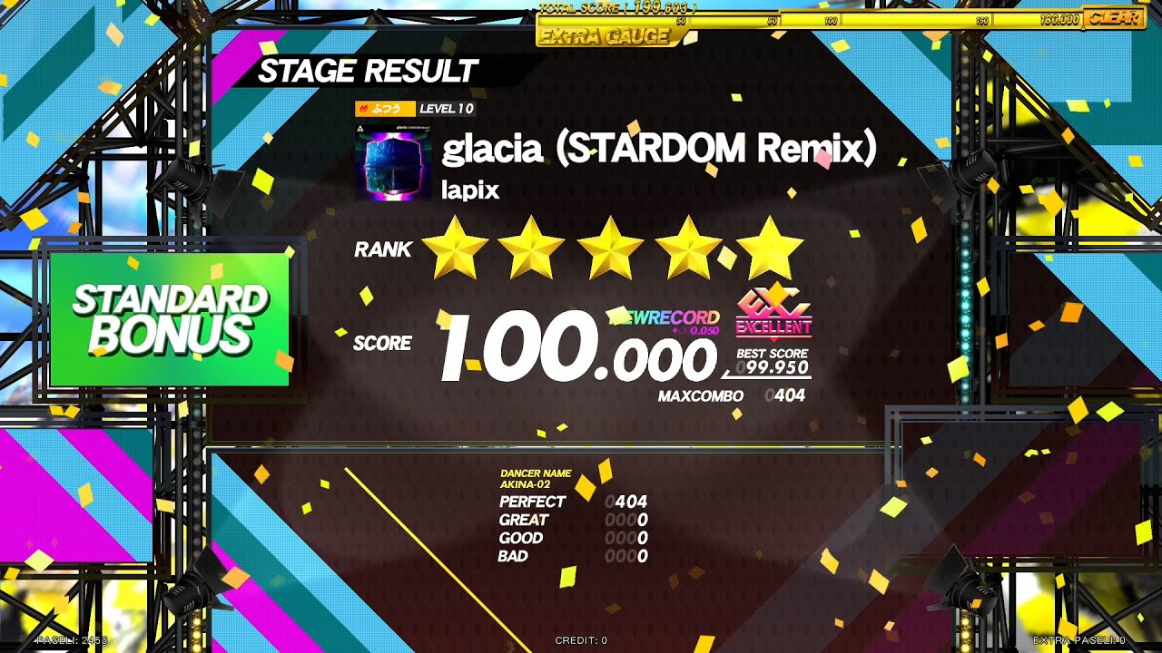 【DANCERUSH STARDOM】glacia (STARDOM Remix) / ふつう譜面 EXCELLENT 外部出力