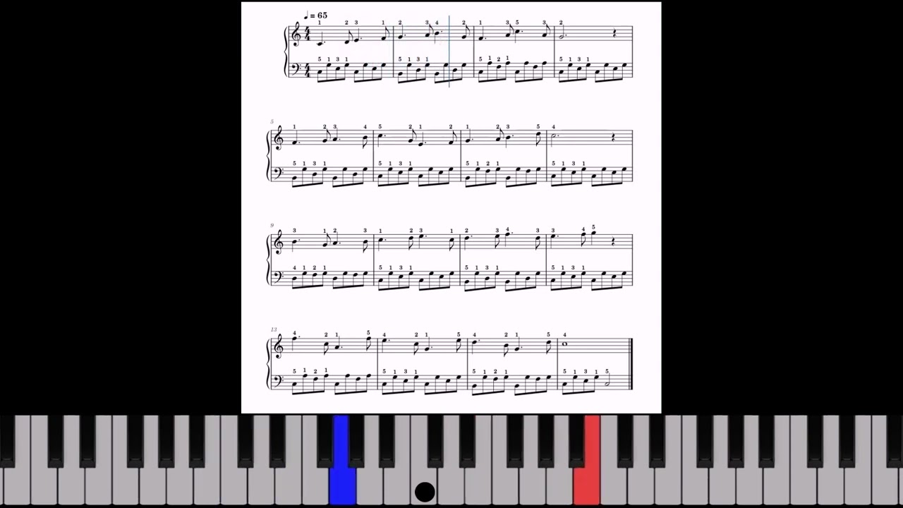 🎹Ejercicio 80.  Negra y Blanca con Puntillo. Partitura de Piano Gratis en PDF.