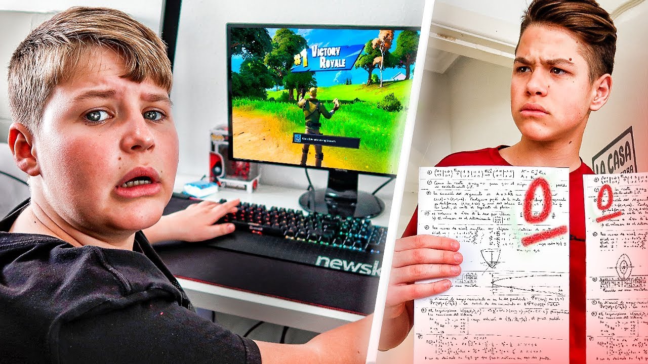 Mi hermano finge no tener deberes para jugar Fortnite... *le pillo*