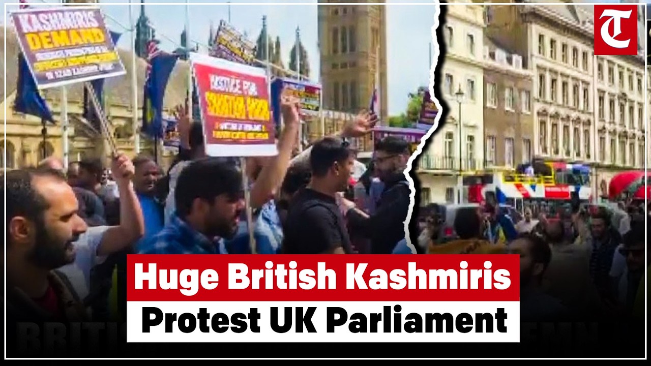 Huge! British Kashmiris protest outside UK Parliament over PoJK crackdown & killings