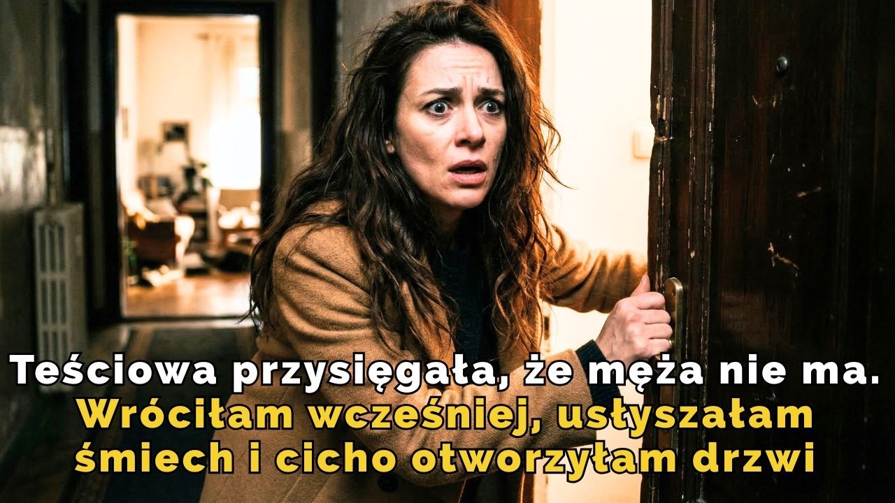 Teściowa przysięgała, że męża nie ma. Wróciłam wcześniej, usłyszałam śmiech i cicho otworzyłam drzwi