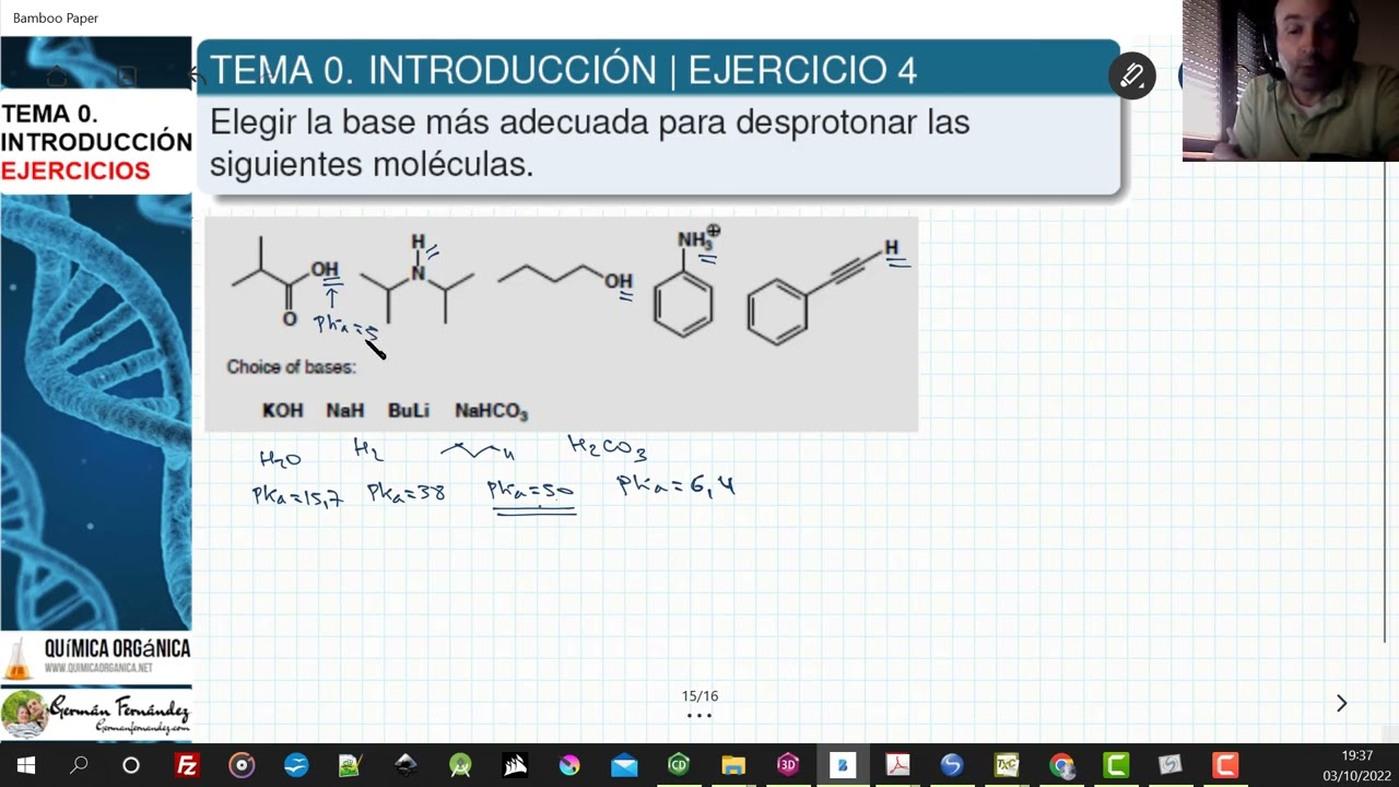 TEMA 0. INTRODUCCIÓN A LA QUÍMICA ORGÁNICA | PROBLEMA 4. ACIDEZ Y BASICIDAD