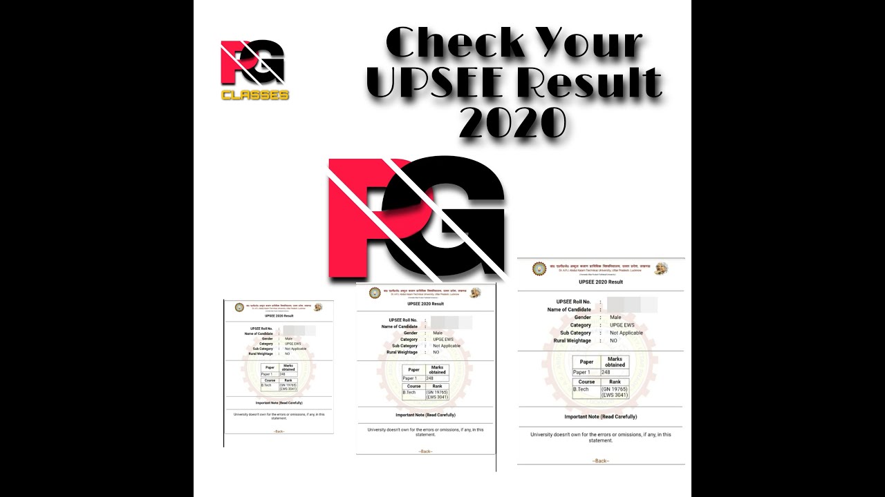 How to check UPSEE Result 2020||uptu entrance exam results||aktu results..