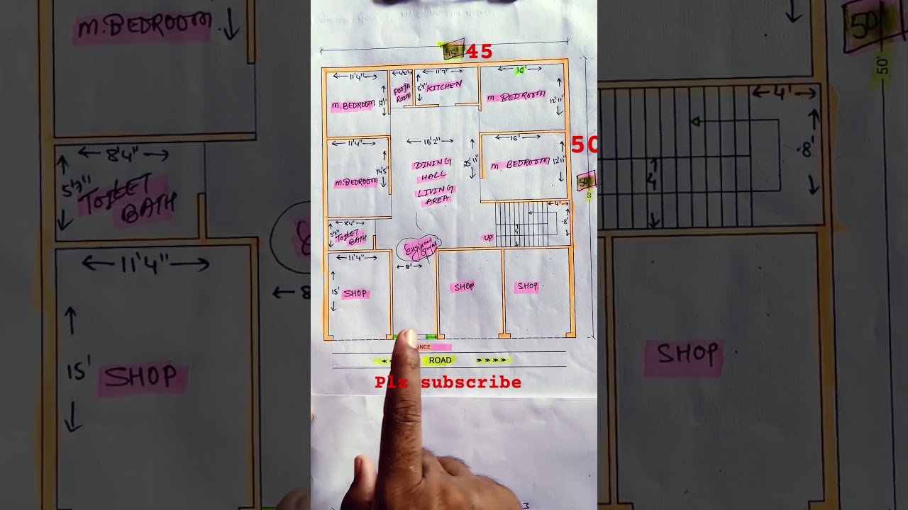 4 bedroom With 3 Shop house plan|| small house plan 🏠|| 