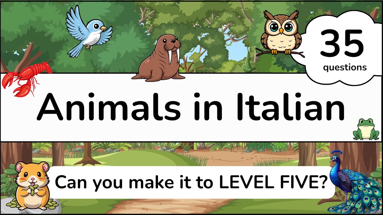 Italian Animals Quiz - CAN YOU MAKE IT TO LEVEL FIVE?? - 35 Italian Animals Vocabulary Words