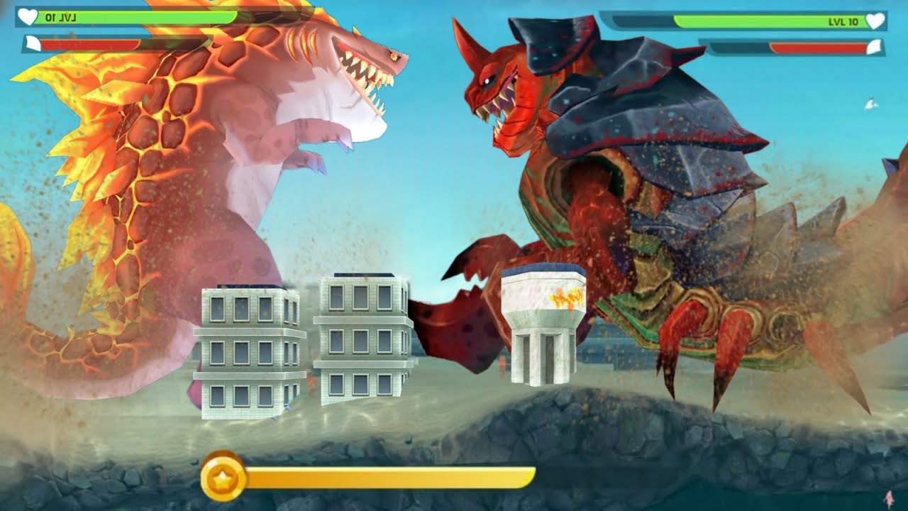 GIANT MONSTER MAGMAJIRA VS GIANT MONSTER LEVIATHAN - Hungry Shark Evolution